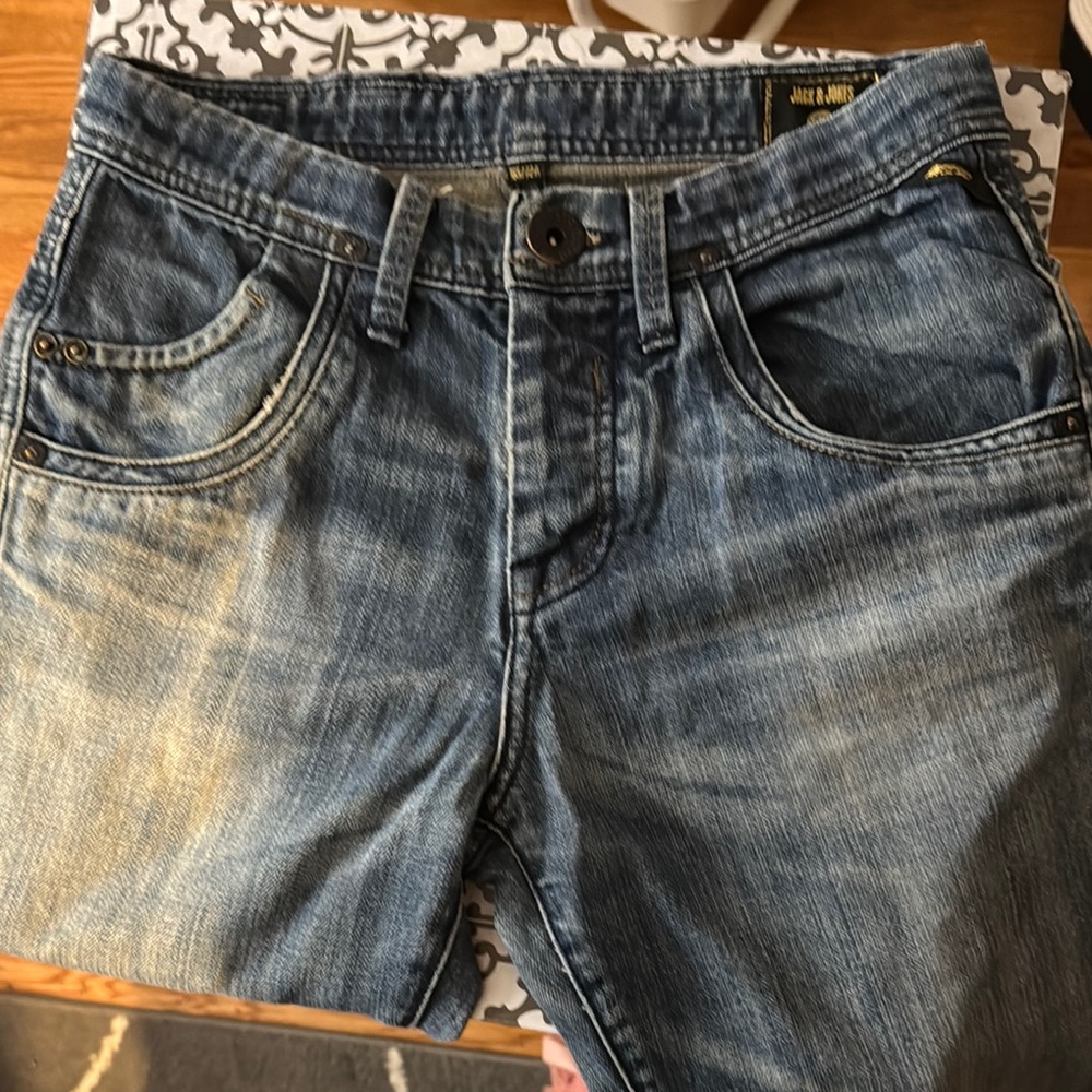 EUC Jack & Jones Button Fly Faded Blue Jeans 165/72A